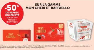 Gamme de chocolats Mon Chéri et Raffaello