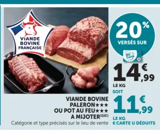 Viande bovine paleron ou pot au feu a mijoter U