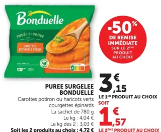 PUREE SURGELEE BONDUELLE Carottes potiron ou haricots verts courgettes épinards