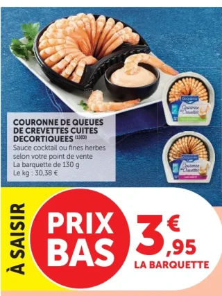 Couronne de queues de crevettes cuites décortiquées Delpierre