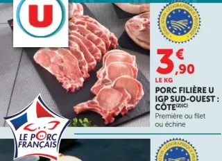 Côte de porc Filière U IGP Sud-Ouest