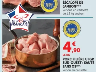 Sauté de porc sans os Filière U IGP Sud-Ouest