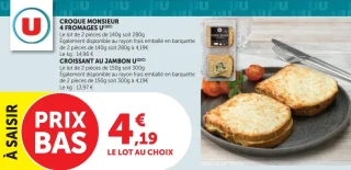 Croque monsieur 4 derived ou Croissant au jambon U