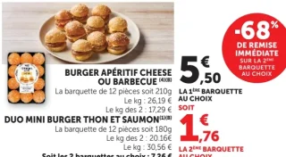 Burger apéritif cheese ou barbecue / Duo mini burger thon et saumon