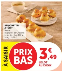 Briochettes à tête Nature ou pépites de chocolat