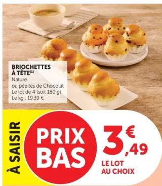 Briochettes à tête Nature ou pépites de chocolat