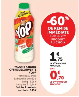 YAOURT A BOIRE OFFRE DECOUVERTE YOP