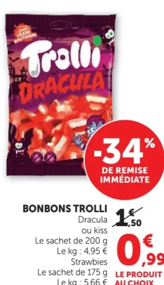 Bonbons Trolli Dracula ou kiss ou Strawbies