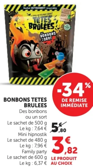 Bonbons Têtes Brûlées Des bonbons ou un sort ou mini hipnostik ou family party