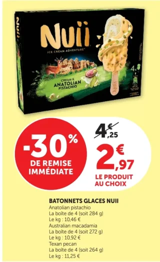 BATONNETS GLACES NUII Anatolian pistachio, Australian macadamia, Texan pecan