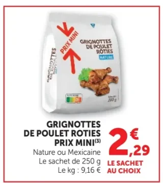 Grignottes de poulet rôties Prix Mini