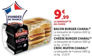 Bacon burger / Cheese burger / Croc muffin Charal