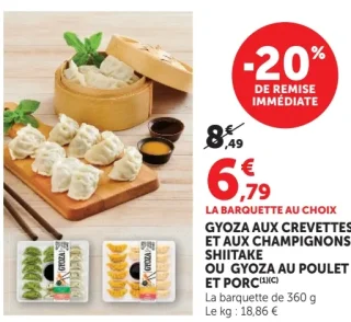 Gyoza aux crevettes et aux champignons shiitake ou Gyoza au poulet et porc