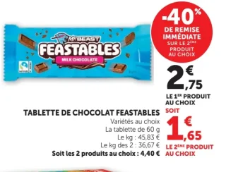 Tablette de chocolat Feastables