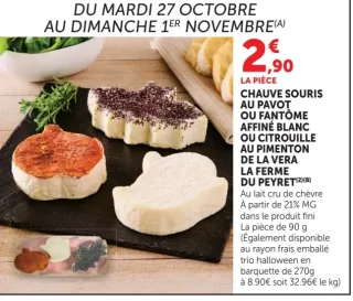 Chauve souris au pavot, fantôme affiné blanc ou citrouille au pimenton de la vera La Ferme du Peyret