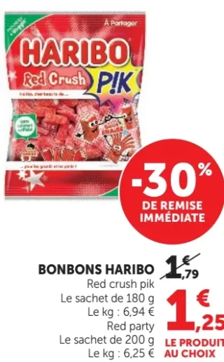Bonbons Haribo Red crush pik