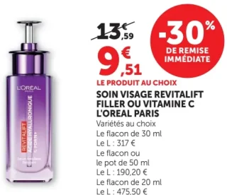 Soin visage Revitalift Filler ou Vitamine C L'Oréal Paris