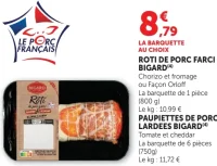 Rôti de porc farci ou Paupiettes de porc lardées Bigard