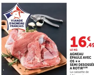 Agneau épaule avec os semi désossée à rotir