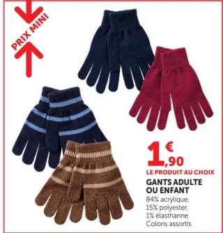 Gants adulte ou enfant U Collection