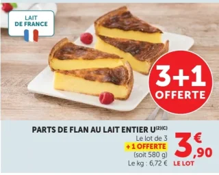 Parts de flan au lait entier U
