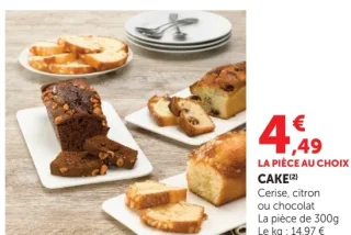 Cake Cerise, citron ou chocolat
