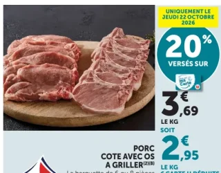 Côte de porc avec os à griller Le Porc Français