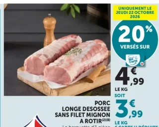 Longe de porc désossée sans filet mignon à rôtir