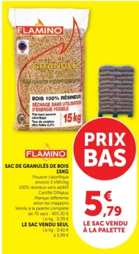 Sac de granulés de bois Flamino 15kg
