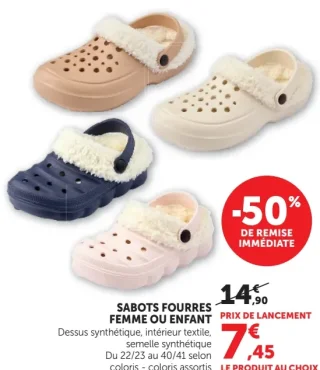 Sabots fourrés femme ou enfant