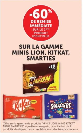 Sachets de chocolats Minis Lion, KitKat, Smarties