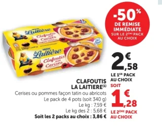 Clafoutis La Laitière Cerises ou pommes façon tatin ou abricots