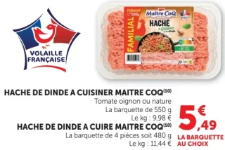 Haché de dinde à cuisiner Maître Coq