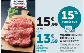 Viande bovine côte★★★ à griller