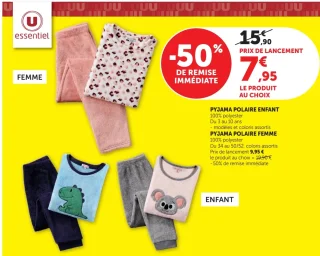 Pyjama polaire enfant / femme U essentiel