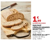 Pain pavé céréales amandes noisettes ou Pain pavé au lin