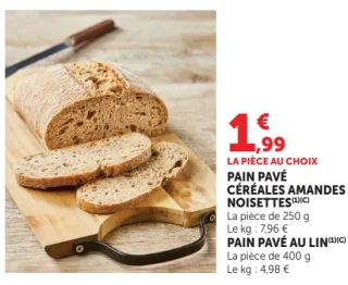 Pain pavé céréales amandes noisettes ou Pain pavé au lin
