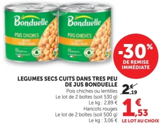 Légumes secs cuits dans très peu de jus Bonduelle