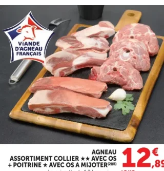 AGNEAU ASSORTIMENT COLLIER ★★ AVEC OS + POITRINE ★ AVEC OS À MIJOTER