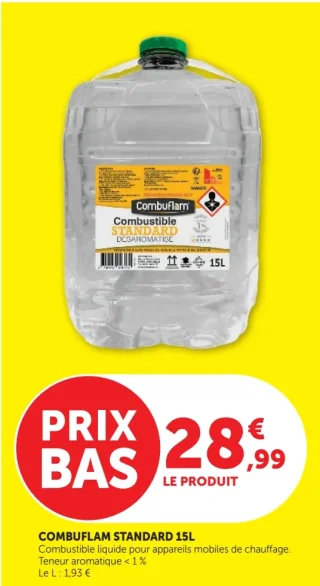 Combustible liquide pour appareils mobiles de chauffage Combuflam Standard 15L