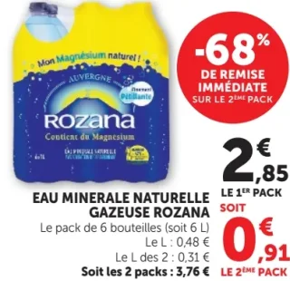Eau minérale naturelle gazeuse Rozana