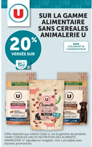 Gamme alimentaire sans céréales Animalerie U