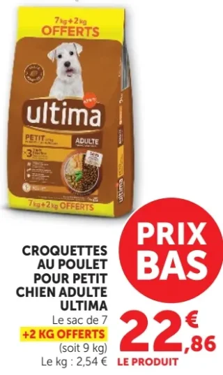 Croquettes au poulet pour petit chien adulte Ultima
