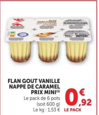 Flan goût vanille nappé de caramel Prix Mini