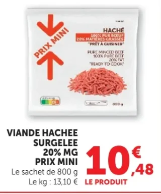 Viande hachée surgelée 20% MG Prix Mini