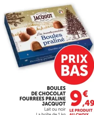 Boules de chocolat fourrées praline Jacquot
