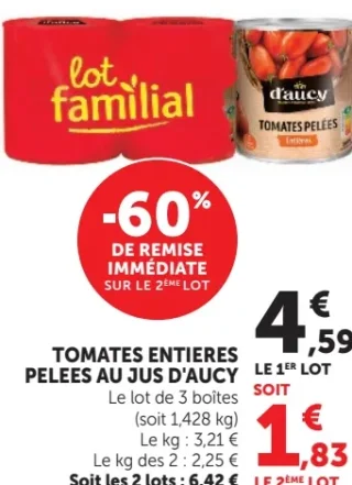 Tomates entières pelées au jus d'Aucy