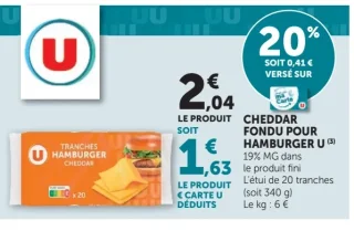 Cheddar fondu pour hamburger U