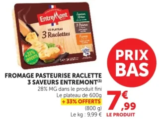 Fromage pasteurisé raclette 3 saveurs Entremont