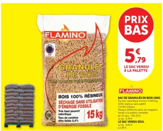Sac de granulés de bois Flamino 15kg